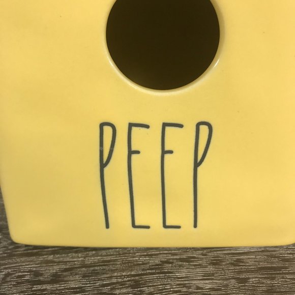 Rae Dunn Yellow Birdhouse "PEEP" LL Font Spring - Picture 2 of 4